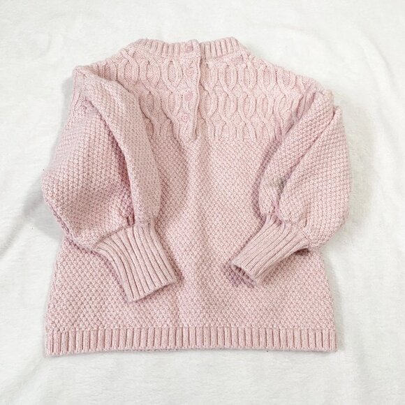 Janie and Jack pink balloon sleeve sparkle detail long sleeve pullover sweater - Picture 5 of 6